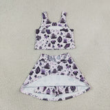 GSD4289 girls halloween castle sleeveless skirt bow outfits yoga