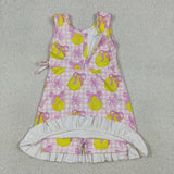 GSD3683 girls lemon bow checkered sleeveless dress yoga