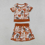 Matching Baby Girls team short sleeve skirt outfits yoga