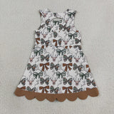 GSD4008 girls deer camo bow sleeveless scalloped dress yoga
