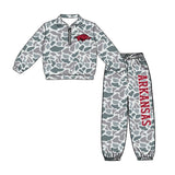 custom style MOQ 3 per style Matching Baby girls Arkansas team  outfits