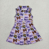 GSD3604 girls LSU tigger team purple dress zipper yoga
