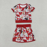 GSD3696 girls team pig rugby short sleeve skirt outfits yoga