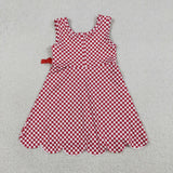 GSD3669 girls red checkered sleeveless bow dress yoga