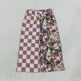 Family Matching Adult  Baby kids plaid leaf pants