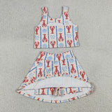 GSD3626 baby girls lobster sleeveless skirt Outfits yoga