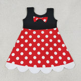 GSD2037 Girls princess sleeveless scalloped dot dress