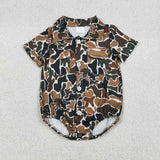 Matching Baby boys camo button long sleeve romper