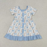 Matching Baby girls Easter bunny clothing blue dress romper