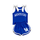 Sample girls KENTUCKY blue white bow sleeveless shorts outfits