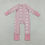 Matching Baby girls Valentine love bow pink romper pajamas