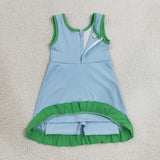 GSD4136 girls blue green sleeveless floral dress yoga