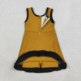 GSD4134 girls yellow sleeveless black floral dress yoga