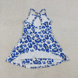 GSD3630 girls UK blue leopard dress yoga