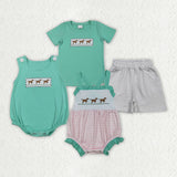 Matching  Baby boys girls dog green clothing embroidery