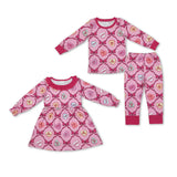Matching Girls Valentine XOXO long sleeve dress pajamas