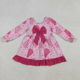 Matching girls Christmas pie bow long sleeve pink clothing