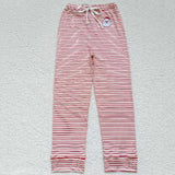 Family Matching Christmas embroidery Santa red striped adult and kids pajamas