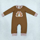 Matching boys Thanksgiving turkey long sleeve clothing embroidery