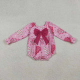 Matching girls Christmas pie bow long sleeve pink clothing