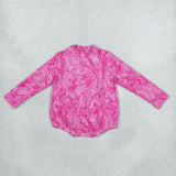 LR3224 baby girls rose branch leaf long sleeve romper