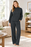 GLP3416 Adult women solid black long sleeves pant outfits  cotton