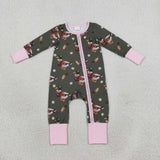 LR3225  baby girls duck long sleeve zipper romper