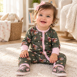 LR3225  baby girls duck long sleeve zipper romper