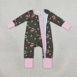 LR3225  baby girls duck long sleeve zipper romper