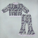 Matching Baby girls boys camo long sleeves pants mock neck outfits