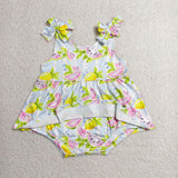 SR4135 baby girls watermelon lemon blue stipe romper