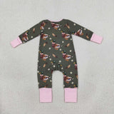 LR3225  baby girls duck long sleeve zipper romper