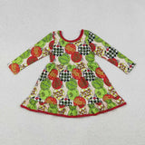 Matching kids Christmas cartoon red green long sleeve clothing