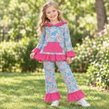GLP3518 baby girls sea grass hooded long sleeves outfits