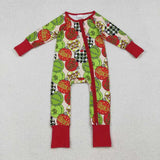 Matching kids Christmas cartoon red green long sleeve clothing