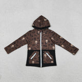 Matching Baby boys brown zipper romper top long sleeves