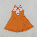 S0780 orange sleeveless baby girls summer swimsuit