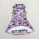 GSD3604 girls LSU tigger team purple dress zipper yoga