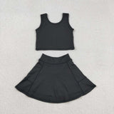 GSD1982 baby girls black sleeveless dress outfits Yoga