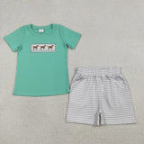 Matching  Baby boys girls dog green clothing embroidery