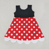 GSD2037 Girls princess sleeveless scalloped dot dress