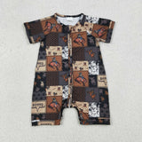 SR3545 baby boys RODEO short sleeve zipper romper