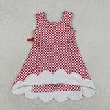 GSD3669 girls red checkered sleeveless bow dress yoga