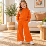 GLP3414 Girls solid orange long sleeve pant outfits cotton
