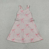 GSD3421 girls pink bow sleeveless dress yoga