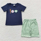 Matching  Baby boys girls baseball romper outfits embroidery