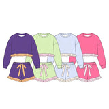 9.10 Pre-order girls solid long sleeve shorts outfits cotton