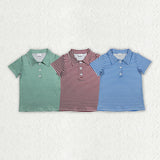 Matching Baby boys stripe button short sleeve top