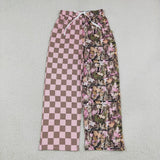 Family Matching Adult  Baby kids plaid leaf pants