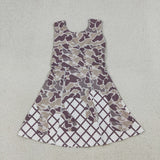 GSD2819 girls camo sleeveless checkered Dress yoga